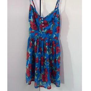 Hollister - (Blue) Hibiscus Floral Mini Dress - Women’s Dresses